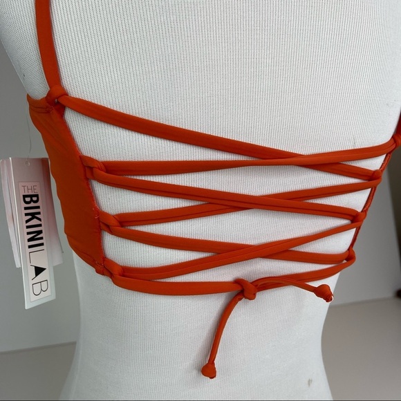 Bikini Lab Bandeau Swim Top Lace Back BL9RE89 Rust Orange S - Picture 10 of 14